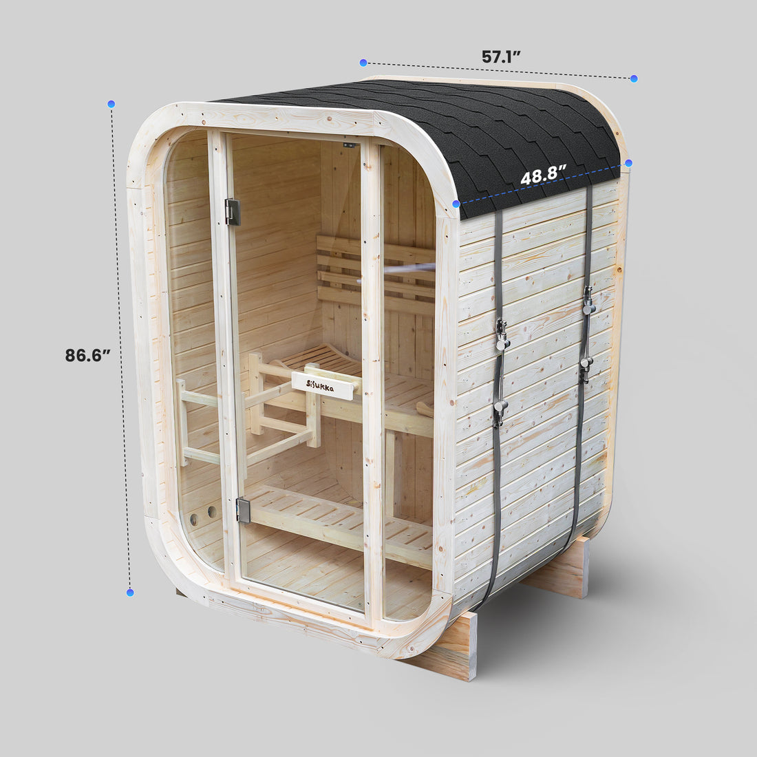 2-Person Outdoor Sauna with Black Asphalt Shingle Roof