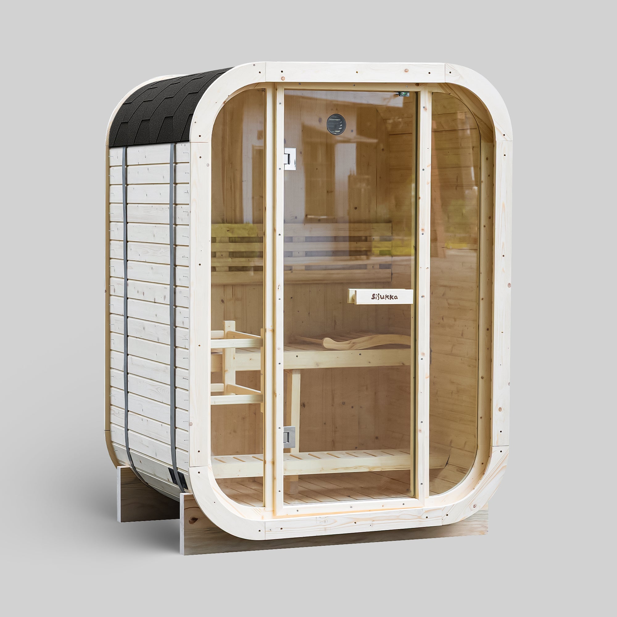 2-Person Outdoor Sauna with Black Asphalt Shingle Roof