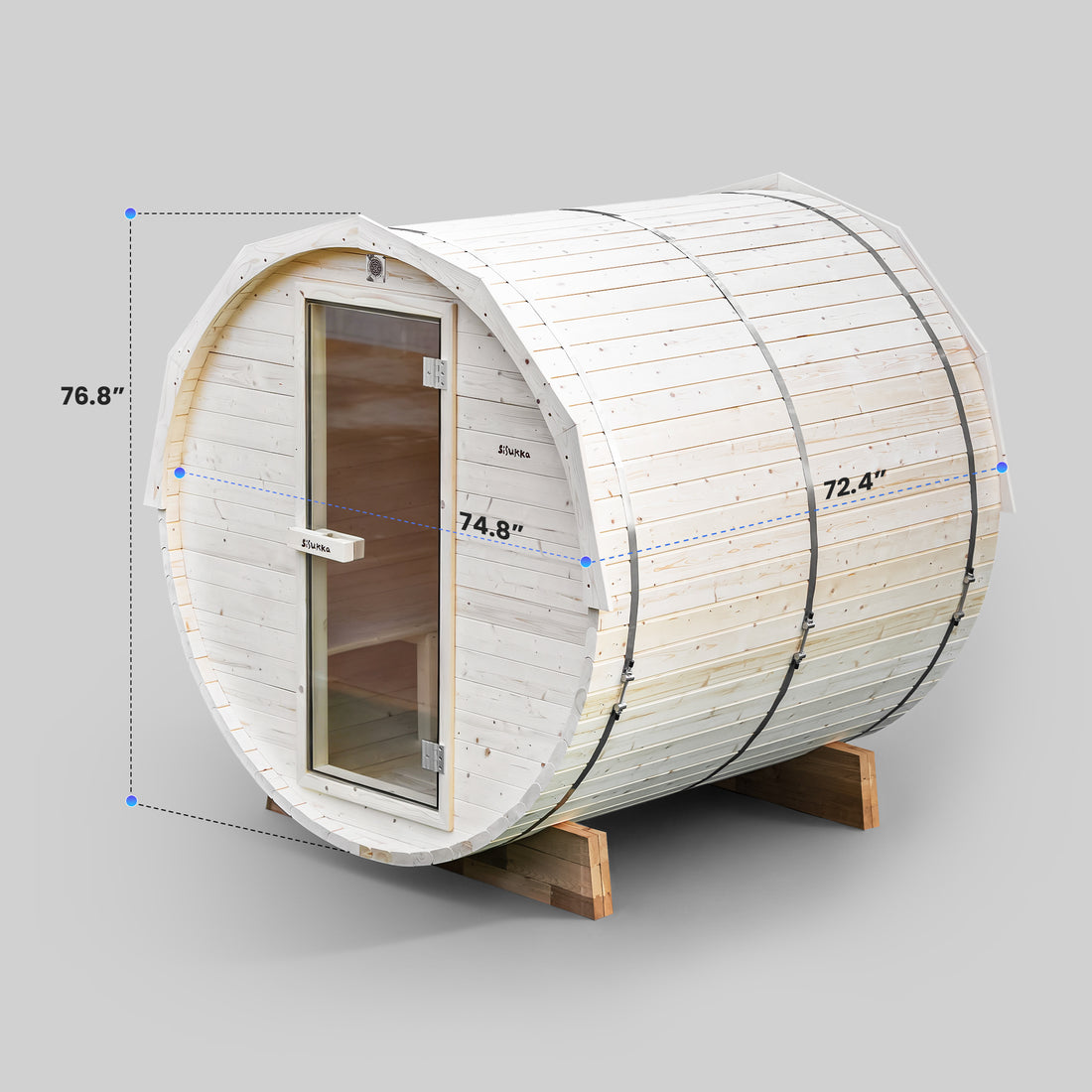 4-6 Person Outdoor Barrel Sauna w/t Black Asphalt Shingle Roof